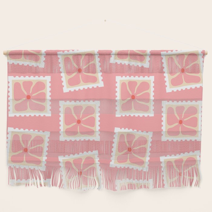 Vintage flower postage stamp pattern Wall Hanging Gallery Image 1