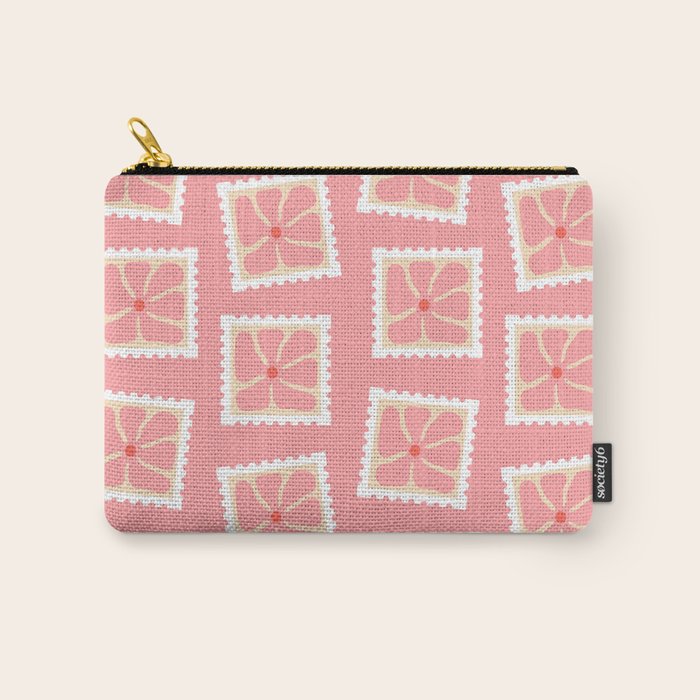 Vintage flower postage stamp pattern Carry All Pouch Gallery Image 1