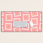 Vintage flower postage stamp pattern Desk Mat Gallery Image 1