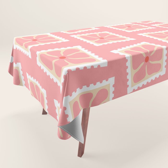Vintage flower postage stamp pattern Tablecloth Gallery Image 1