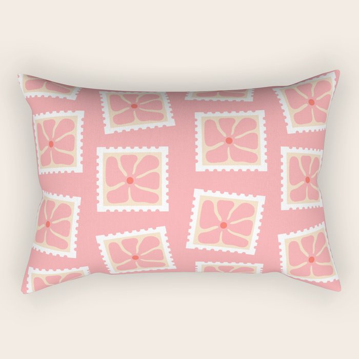 Vintage flower postage stamp pattern Rectangular Pillow Gallery Image 1