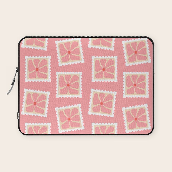 Vintage flower postage stamp pattern Laptop Sleeve Gallery Image 1