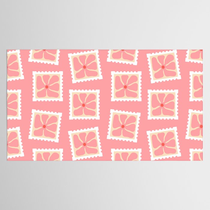 Vintage flower postage stamp pattern Tablecloth Gallery Image 2