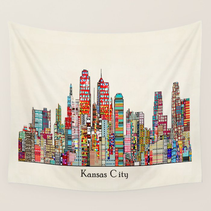 kansas city Missouri skyline Wall Tapestry Gallery Image 1