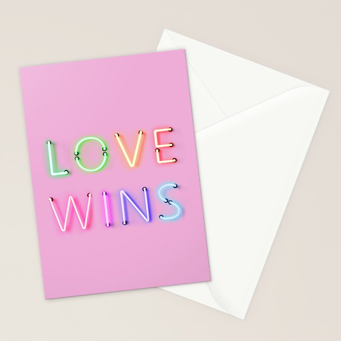 LOVE WINS - Rainbow Neon Stationery Card Gallery Image 2