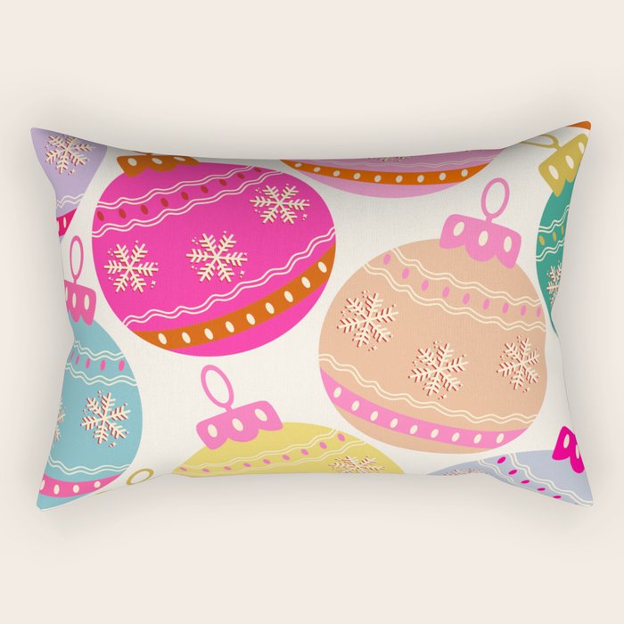 Playful Christmas Baubles Rectangular Pillow Gallery Image 1