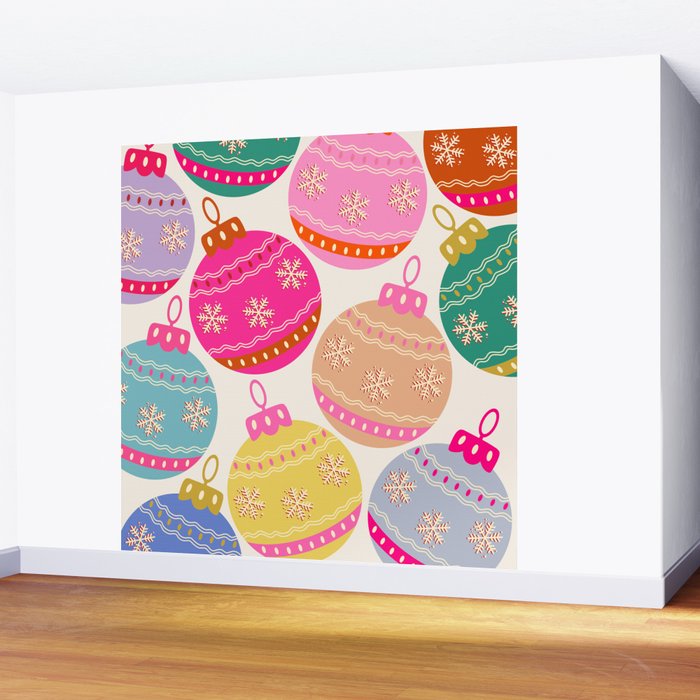 Playful Christmas Baubles Wall Mural Gallery Image 2