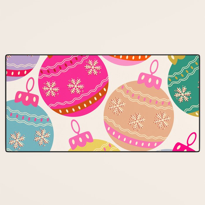 Playful Christmas Baubles Desk Mat Gallery Image 3