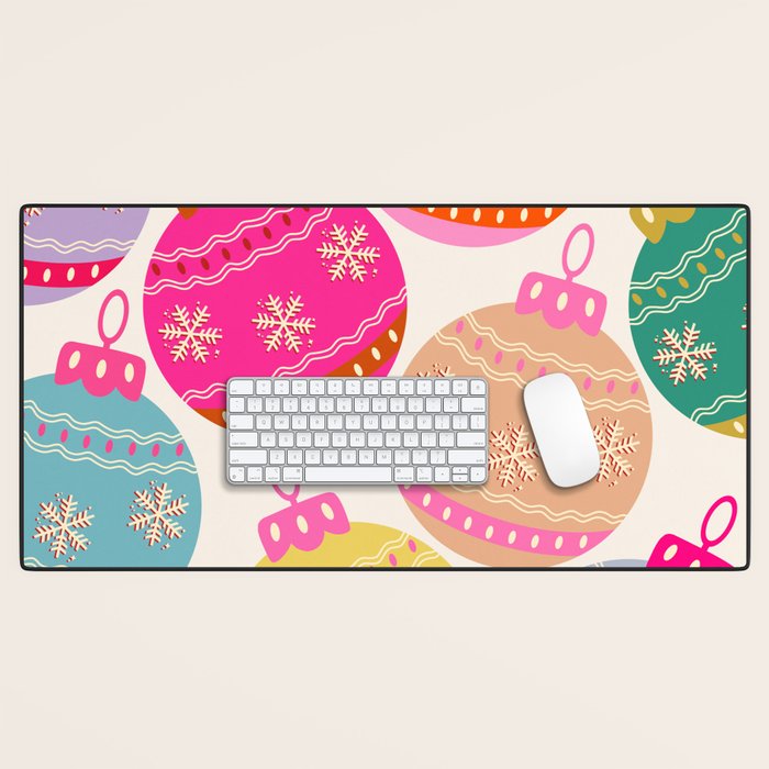 Playful Christmas Baubles Desk Mat Gallery Image 1