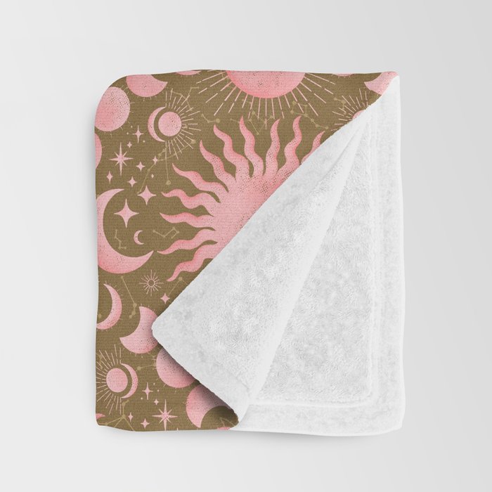 Dusty Pink Boho Celestial Throw Blanket Gallery Image 3