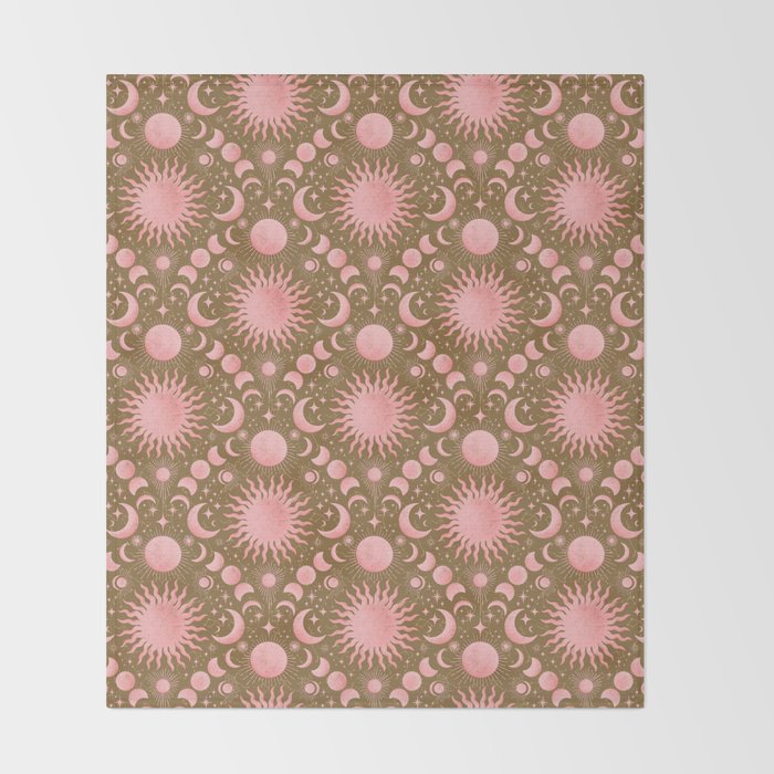 Dusty Pink Boho Celestial Throw Blanket Gallery Image 2