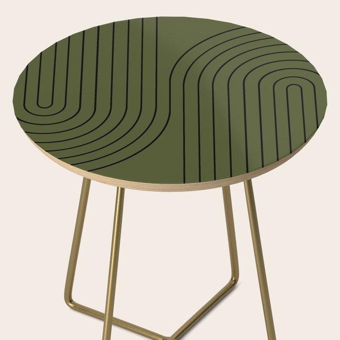 Minimal Line Curvature XVIII Dark Green Mid Century Modern Arch Abstract Side Table Gallery Image 2