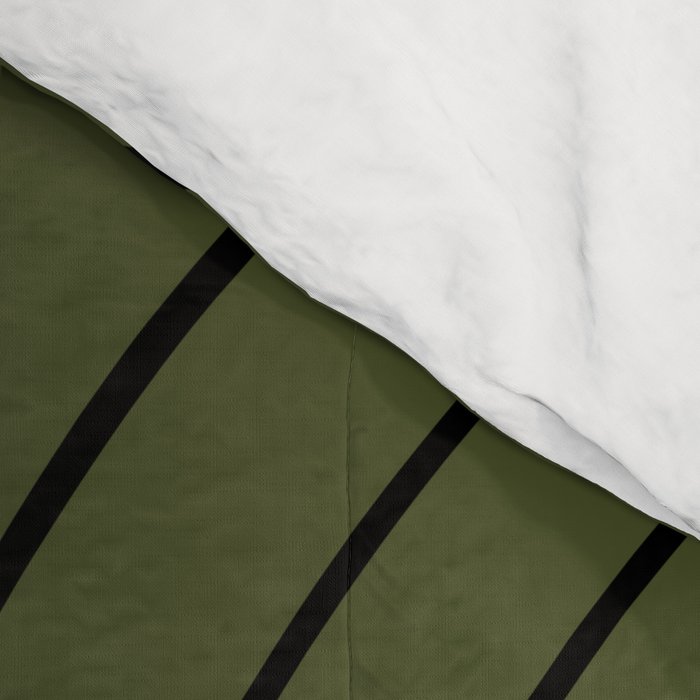 Minimal Line Curvature XVIII Dark Green Mid Century Modern Arch Abstract Comforter Gallery Image 4
