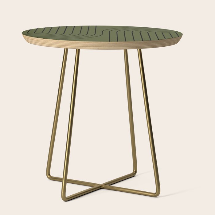 Minimal Line Curvature XVIII Dark Green Mid Century Modern Arch Abstract Side Table Gallery Image 1