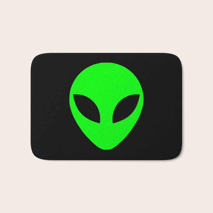 Black and Green Alien Head Shape Bath Mat Gallery Image 1