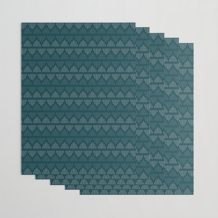 Minimalist Mudcloth 3 in Cream and Olive on Teal Wrapping Paper Gallery Image 3