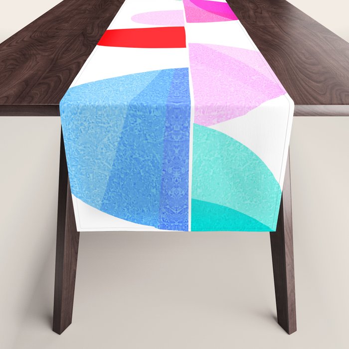 Mid Century Abstract cut-out Pebbles 1. Colourful Table Runner Gallery Image 1