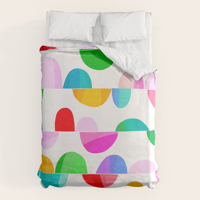 Mid Century Abstract cut-out Pebbles 1. Colourful Duvet Cover Gallery Image 6