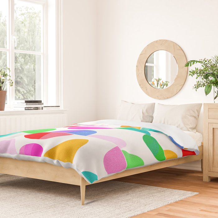 Mid Century Abstract cut-out Pebbles 1. Colourful Duvet Cover Gallery Image 2