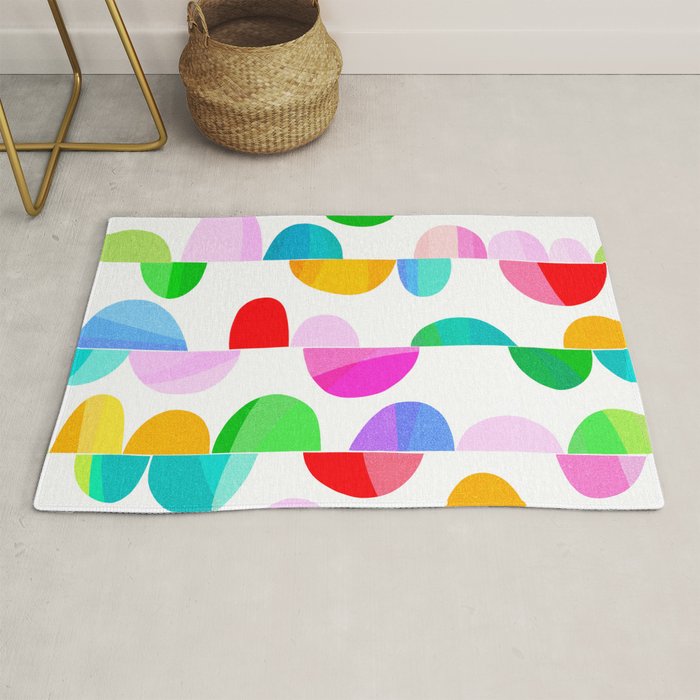 Mid Century Abstract cut-out Pebbles 1. Colourful Rug Gallery Image 1