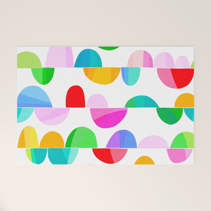 Mid Century Abstract cut-out Pebbles 1. Colourful Welcome Mat Gallery Image 1
