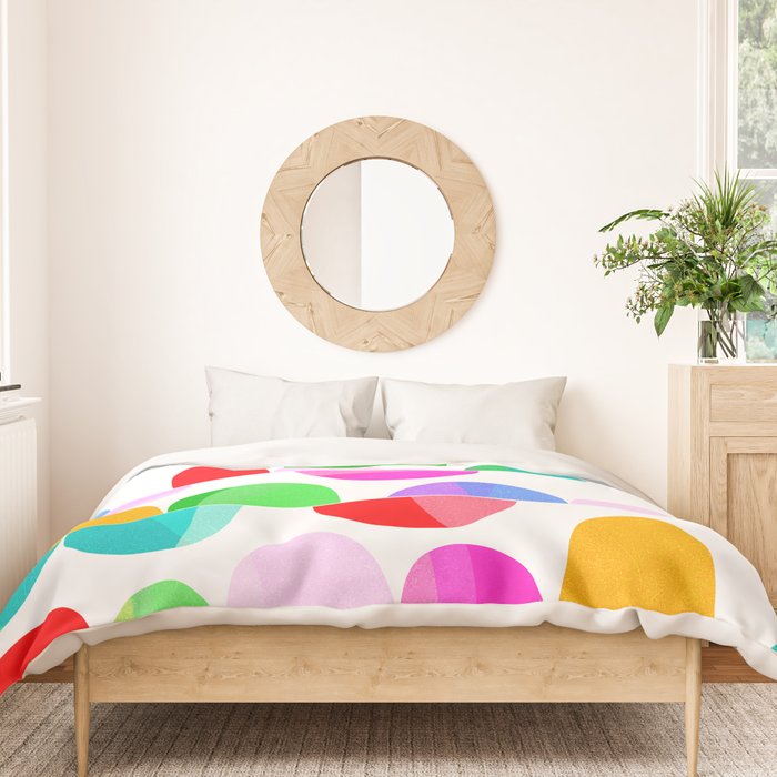 Mid Century Abstract cut-out Pebbles 1. Colourful Duvet Cover Gallery Image 3