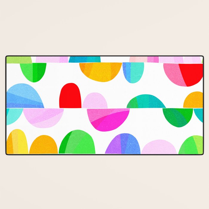 Mid Century Abstract cut-out Pebbles 1. Colourful Desk Mat Gallery Image 3