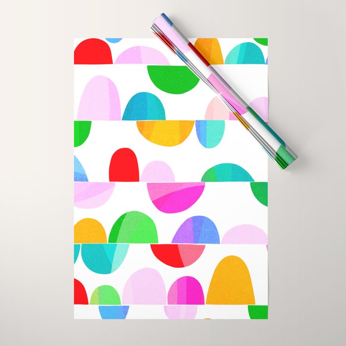 Mid Century Abstract cut-out Pebbles 1. Colourful Wrapping Paper Gallery Image 1