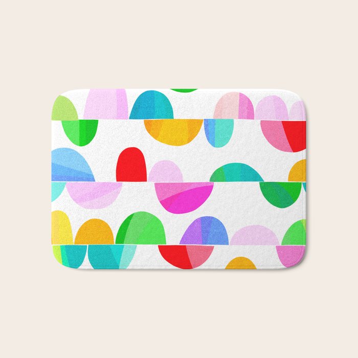 Mid Century Abstract cut-out Pebbles 1. Colourful Bath Mat Gallery Image 1