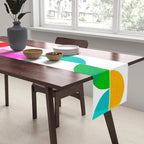 Mid Century Abstract cut-out Pebbles 1. Colourful Table Runner Gallery Image 2