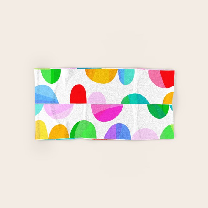 Mid Century Abstract cut-out Pebbles 1. Colourful Bath Towel Gallery Image 1