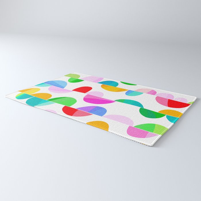 Mid Century Abstract cut-out Pebbles 1. Colourful Rug Gallery Image 3