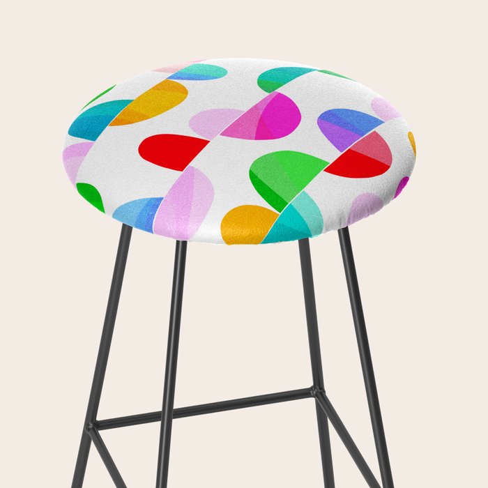 Mid Century Abstract cut-out Pebbles 1. Colourful Stool Gallery Image 2