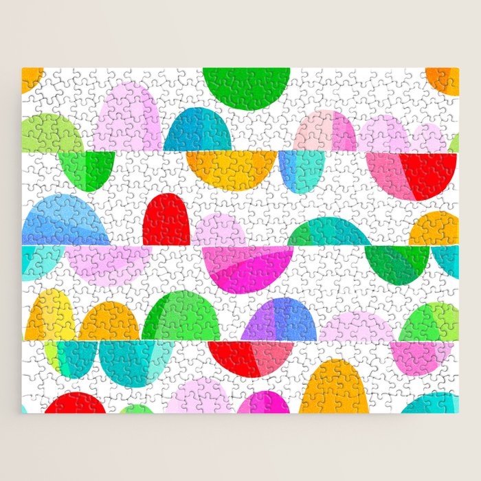 Mid Century Abstract cut-out Pebbles 1. Colourful Jigsaw Puzzle Gallery Image 1