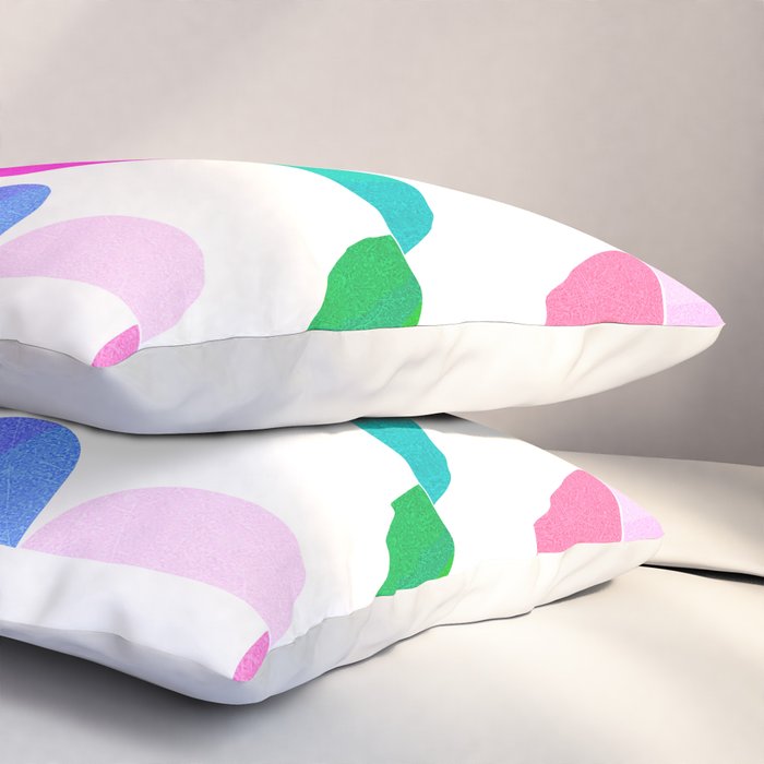 Mid Century Abstract cut-out Pebbles 1. Colourful Pillow Sham Gallery Image 3