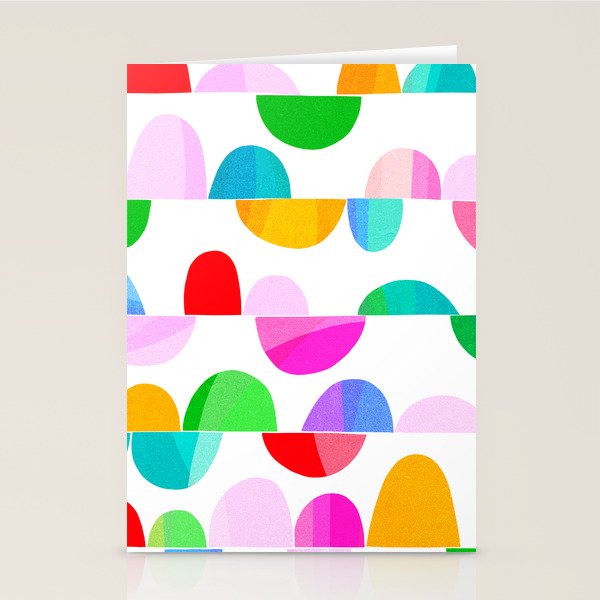 Mid Century Abstract cut-out Pebbles 1. Colourful Stationery Card Gallery Image 2
