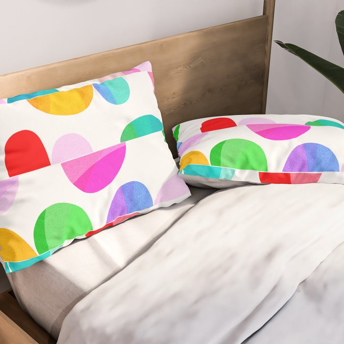 Mid Century Abstract cut-out Pebbles 1. Colourful Pillow Sham Gallery Image 2