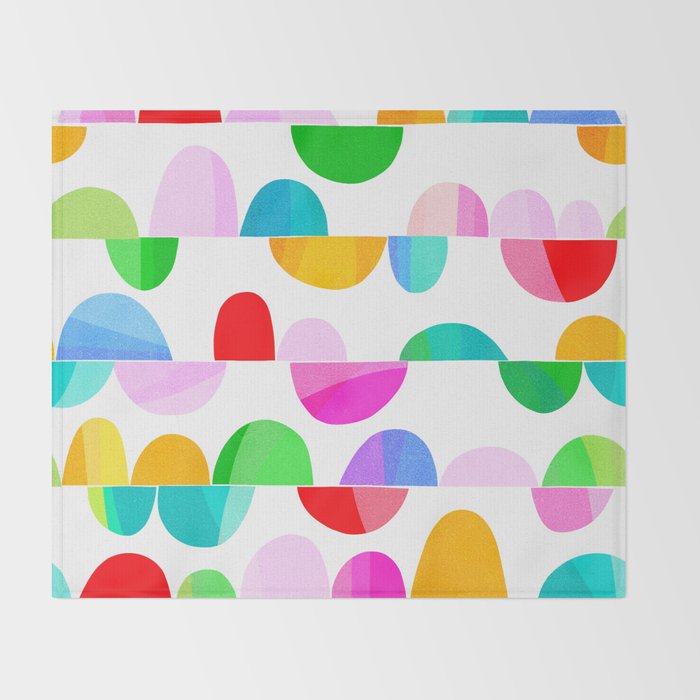 Mid Century Abstract cut-out Pebbles 1. Colourful Throw Blanket Gallery Image 2