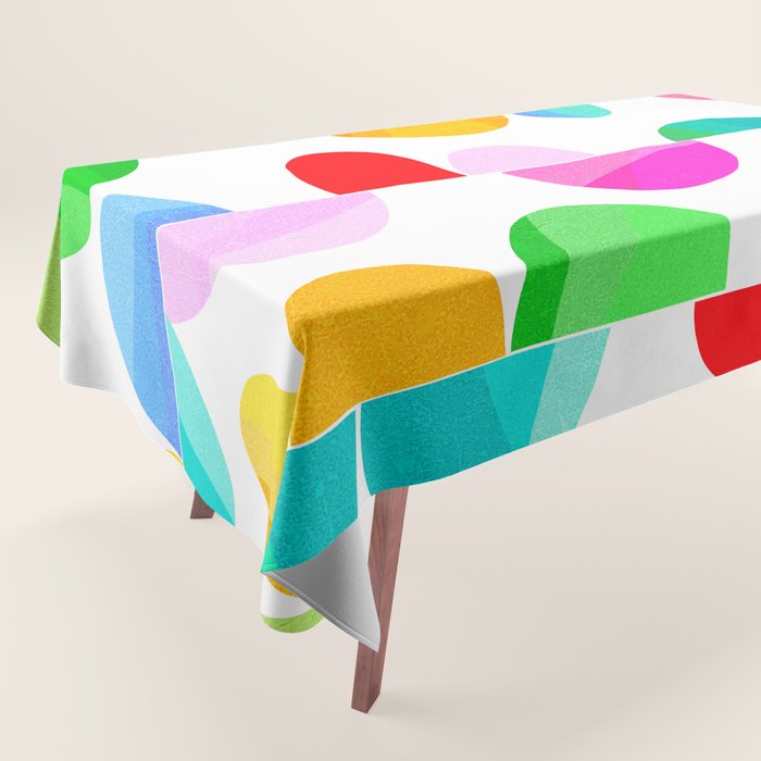 Mid Century Abstract cut-out Pebbles 1. Colourful Tablecloth Gallery Image 1