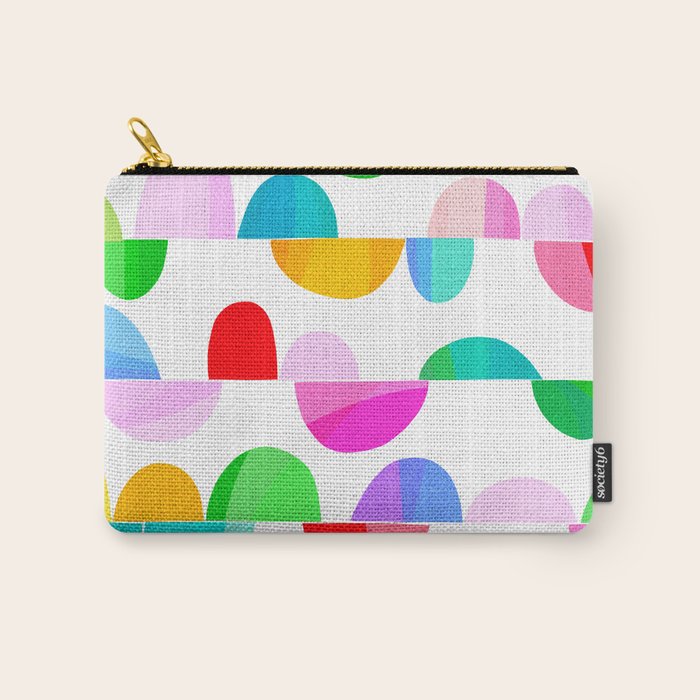Mid Century Abstract cut-out Pebbles 1. Colourful Carry All Pouch Gallery Image 1
