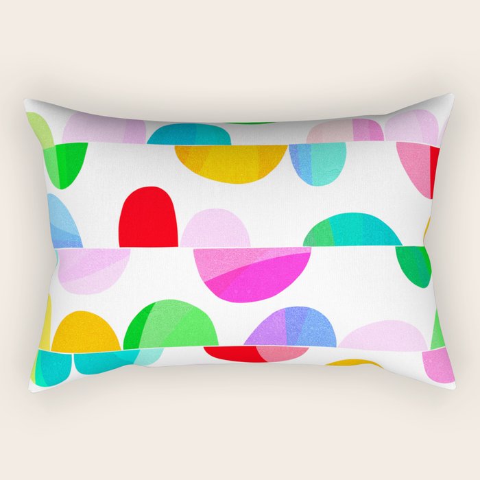 Mid Century Abstract cut-out Pebbles 1. Colourful Rectangular Pillow Gallery Image 1