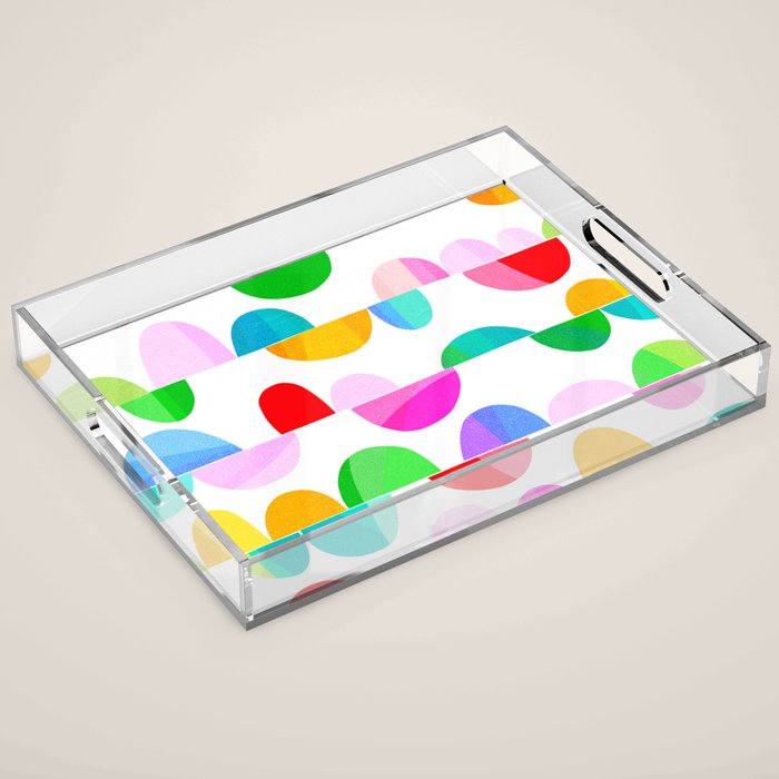 Mid Century Abstract cut-out Pebbles 1. Colourful Acrylic Tray Gallery Image 1