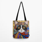 Gustav Klimt Cat with Colorful Scarf Tote Bag Gallery Image 2