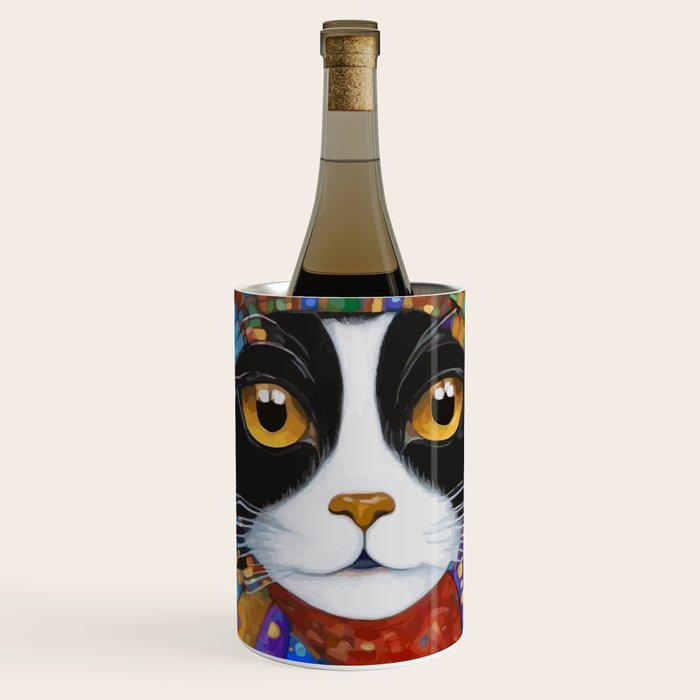 Gustav Klimt Cat with Colorful Scarf Wine Chiller Gallery Image 1