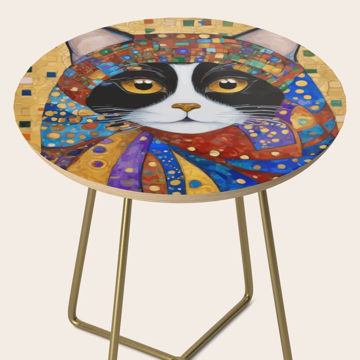 Gustav Klimt Cat with Colorful Scarf Side Table Gallery Image 2