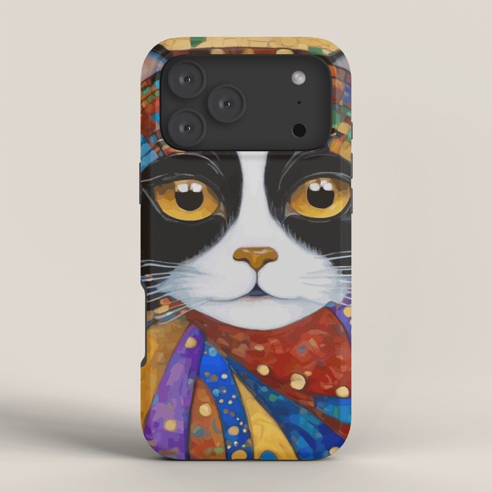 Gustav Klimt Cat with Colorful Scarf iPhone Case Gallery Image 4