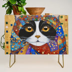 Gustav Klimt Cat with Colorful Scarf Credenza Gallery Image 1