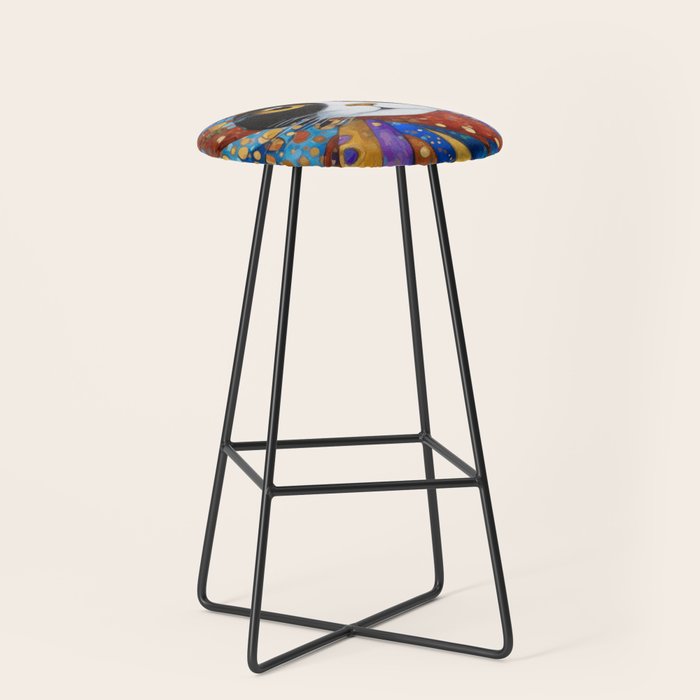 Gustav Klimt Cat with Colorful Scarf Stool Gallery Image 1