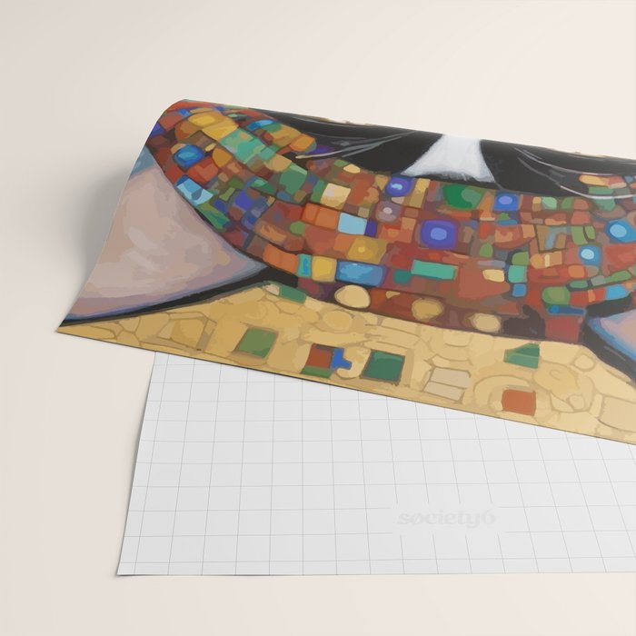 Gustav Klimt Cat with Colorful Scarf Wrapping Paper Gallery Image 2