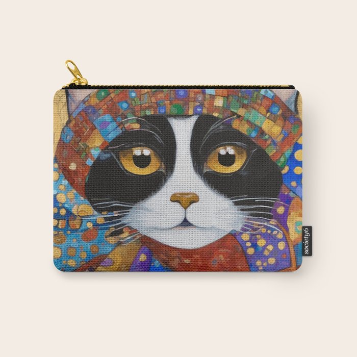 Gustav Klimt Cat with Colorful Scarf Carry All Pouch Gallery Image 1